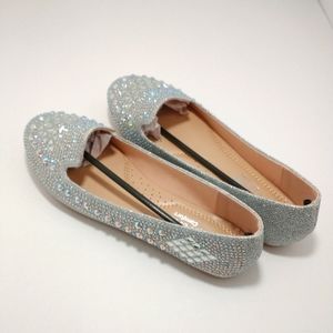 Forever comfort silver slip on flat shoes